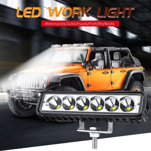 6LED 18W LED Work Light Bar Spotlight 12V 24V Offroad LED Light Bar For Truck Offroad 4X4 4WD Car SUV ATV Led Beams Flood Lamp