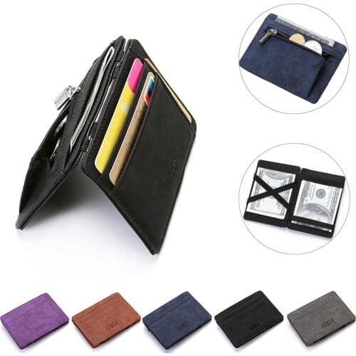 Thin Mini Wallet Men Business PU Leather Small Wallets Coin Purse Credit Card Holder Female Carteira Portfel Carte Automatically