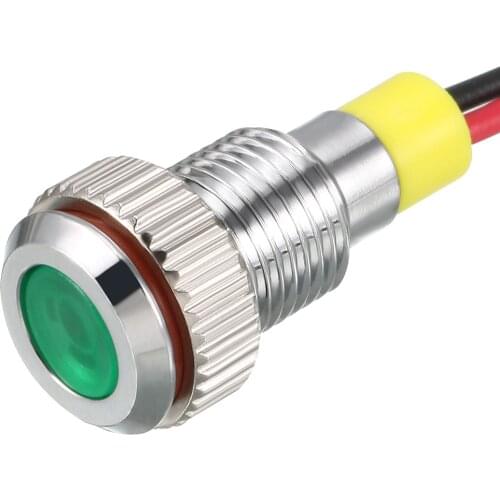 Uxcell LED Indicator Light 12V Flush Panel Mount LED Metal Shell for Replacement of Signal Lights 5Pcs