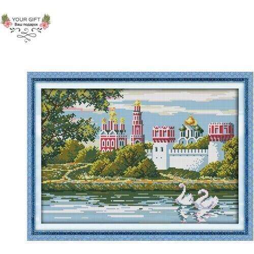 Your Gift F237 14CT 11CT Counted and Stamped Home Decoration Swan Lake Cross Stitch kits