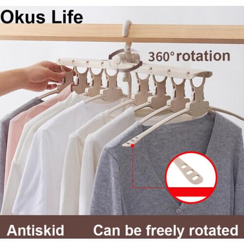 360 Degree Rotate Folding Clothes Hanger Multi Layers Clothes Closet Wardrobe Space Saver Hanging Clothing Storage Drying Rack