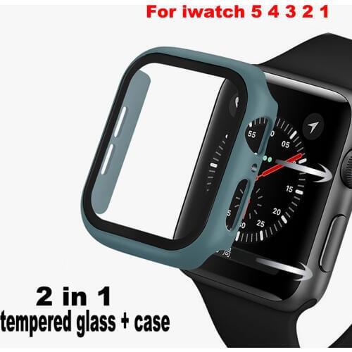 Tempered Glass for Apple Watch 5 4 40mm 44mm Protective shell case with glass film for iWatch 3 2 1 42mm 38mm Hard PC case