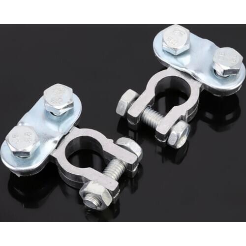 2 PCS Car Battery Clamps Positive and Negative Car U Shape Metal Battery Connectors Terminals Clamps Clips, S Size