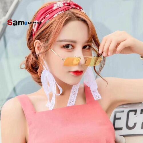 Samjune Small Retro Rectangle Sunglasses Women Sun Glasses For Ladies Pink Yellow Green Metal Frame Female Eyewear Dropshipping