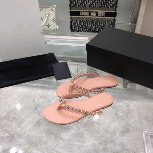 2021Newest Summer Shoes Woman Slides Shoes Flip-Flops Woman Slippers Outdoor Slippers Beach Slippers String Bead Decora Slippers