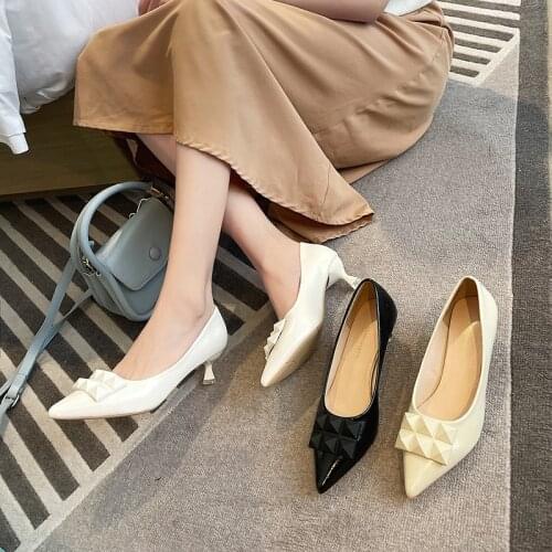 Women Shallow Mouth Fine Heel Single Shoes 2021 Spring and Autumn New Wild Sexy Comfortable Professional Work Leather Shoes