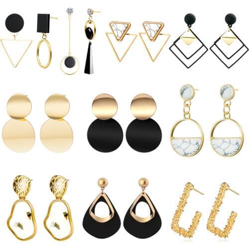 New Korean Statement Drop Earrings 2019 for Women Girl Fashion Vintage Geometric Acrylic Dangle Hanging Earring Jewelry kolczyki