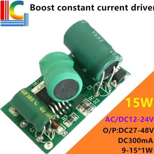 12V 24V Solar compatible 9W 10W 11W 12W 13W 14W 15W Booster constant current LED Driver Output 27-48V 300mA Power Supply for CAR