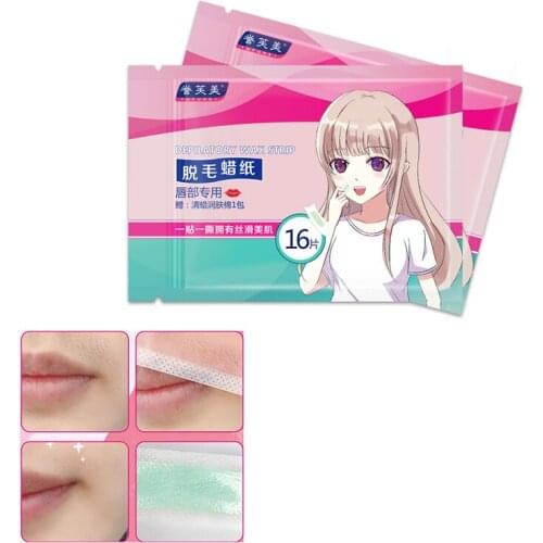 16Pcs Face Lip Hair Removal Wax Strips Waxing Wipe Sticker Eyebrow Beard body