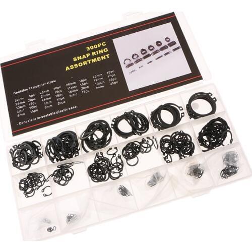 300Pcs Steel External Circlip Snap Retaining Clip Ring Assortment Kit - Size: 3mm to 32mm