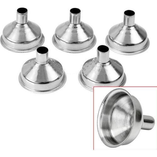 5 Pcs Mini Stainless Steel Liquid Funnel Wide Mouth Kitchen Oil Canning Tool