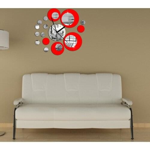 Circles Acrylic Mirror Modern Style Wall Clock Removable Decal Art Sticker Decor 896B