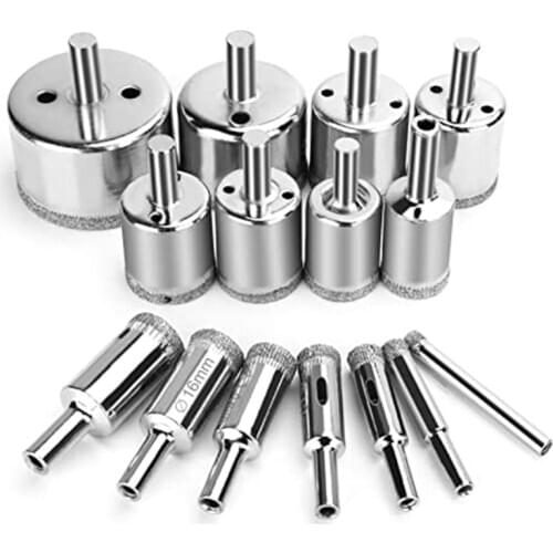 Diamond Drill Bits for Ceramic, Diamond Hole Saw Drill Bit Set Kit,Glass Drill Bit for Bottles,Pots,Marble,Granite Stone