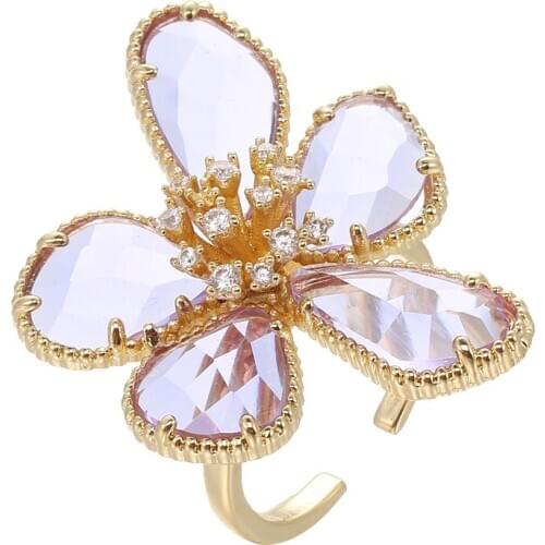 Bettyue Female Fashion Cubic Zircon Ring Adjustable Muliticolor In Modern Party Ingenious Flower Shape Stunning Decoration