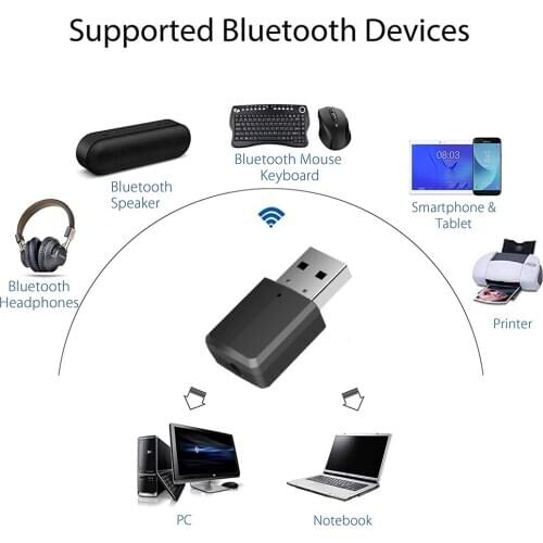 KEBIDU Bluetooth Receiver Transmitter 3.5mm Audio AUX Bluetooth Adapter V5.0 Stereo Sound Music Dongle For PC TV Speakers
