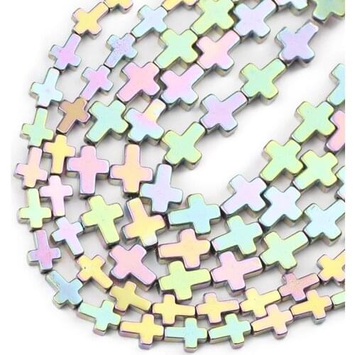 Cross Jesus Shape Hematite Natural Stone Light Purple Loose Spacer Beads For Jewelry Bracelet Necklace Making Diy 4x6/6x8/8x10MM