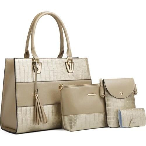 Designer Pu Leather Women Handbags Shoulder Bags Large Capacity 4 Pieces Set Tote Messenger Bags Fashion Ladies Crossbody Bag