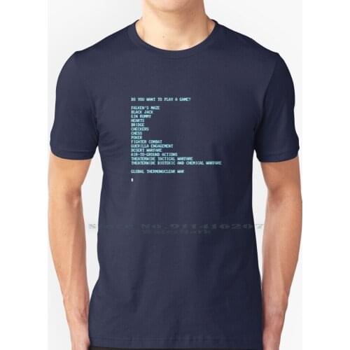 Wargames : Joshua Game Menu T Shirt 100% Pure Cotton Wargames Broderick Wopr Tic Tac Toe Global Thermonuclear Joshua Play