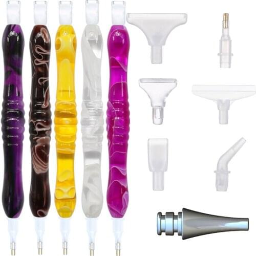 5D DIY Diamond Painting Tool Resin Point Drill Drill Pen With Metal Pen Heads And Multi Placer Replaceable Tip Accessories