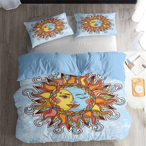 HELENGILI 3D Bedding Set Sun and Moon Painting Print Duvet Cover Set Bedclothes with Pillowcase Bed Set Home Textiles #SAM09