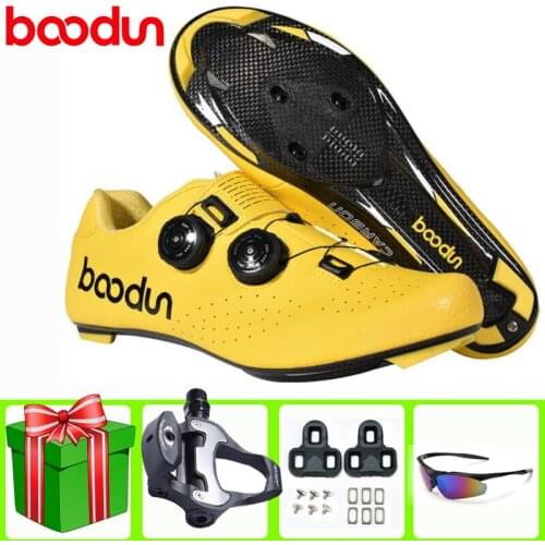 Boodun Carbon Fiber Road Cycling Shoes Men Self-Locking Ultralight Breathable Wear Non-slip professional Bicycle Racing Shoes