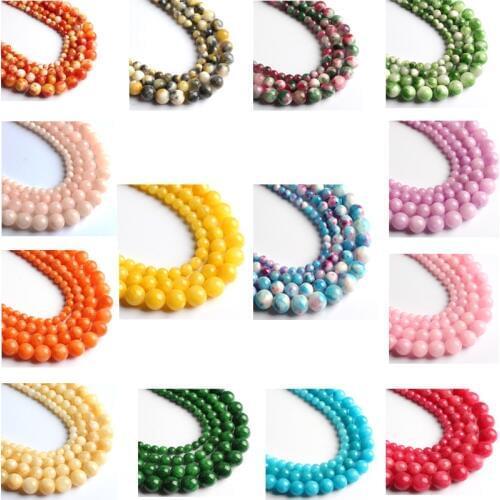 Wholesale Colorful Jades Stone Round Beads for Jewelry Making Diy Bracelet Necklace Jewellery 6 8 10 12MM Pick Size 15 Inches