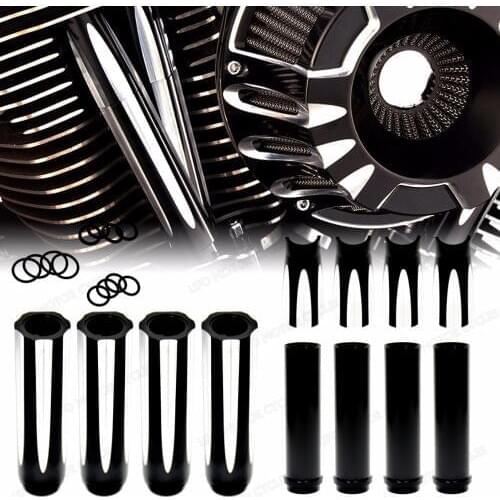 Shallow Cut Black Pushrod Tube Covers Lower For Harley Touring Twin Cam 99-17