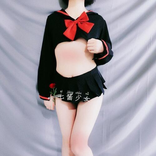 Cute JK Bow Japanese School Girls Sailor Uniform Bikini Underwear Set Cosplay Sexy Women Lingerie Student Outfit Maid Dress