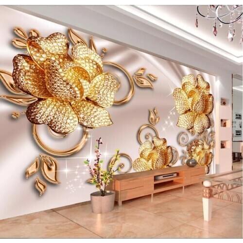CJSIR Custom Wallpaper Mural European Luxury Jewelry Rose Wall Papel De Parede Wall Papers Home Decoration 3d Wallpaper