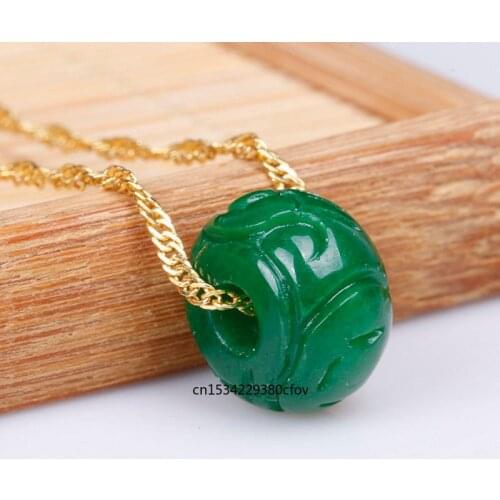 Natural A Green Jade Carving 13mm Hollow Money Beads DIY Pendants Bangle Charm Jewellery Accessories Amulet Gifts Women Men