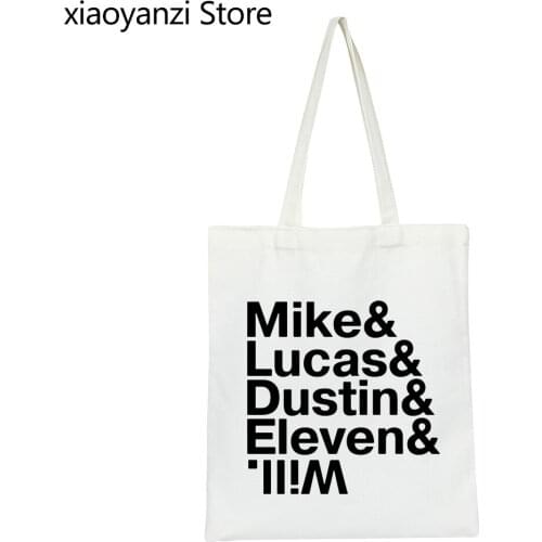 New Design Men Women Mike Dustin Lucas Eleven Shoulder Bags Stranger Things Eco Reusable Shopping Bag Custom Add Your Text S-259