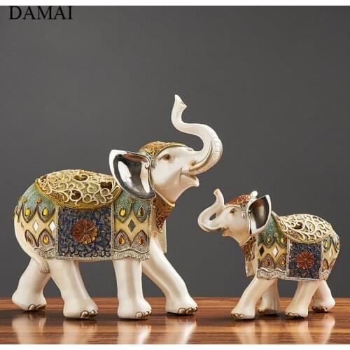 Colorful Elephant Decor Figurine Living Room Decoration Resin Charms Ornaments Coffee Table Desktop Decorations for Home