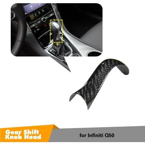 Q50 Car Gear Lever Shift Knob Cover Trim for Infiniti Q50 2013-2017 dry carbon fiber Shift Knob Cover Trim
