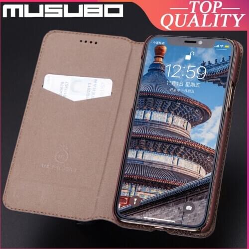 Musubo Luxury Cases Flip Cover For iPhone 11 Pro Max XS XR 7 Plus 8 Genuine Leather Case Card Slot Wallet Funda Coque Capa