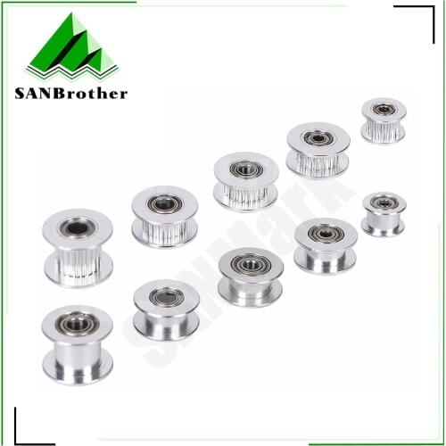 GT2 Idler Timing Pulley 16-tooth 20-Teeth with 3mm or 5mm Bore with Bearings for 3D Printer Parts Timing Belt 6mm 10mm
