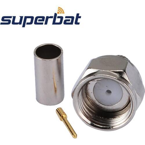 Superbat 10pcs F Plug RF Coaxial Connector Straight Crimp Cable Mount for LMR195 RG58 RG400 RG142 Cable 75Ohm