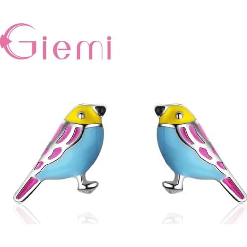 Unique Colorful Parrot Stud Earrings For Women Female Hot Selling Best 925 Sterling Silver Present Accessories Factory Price