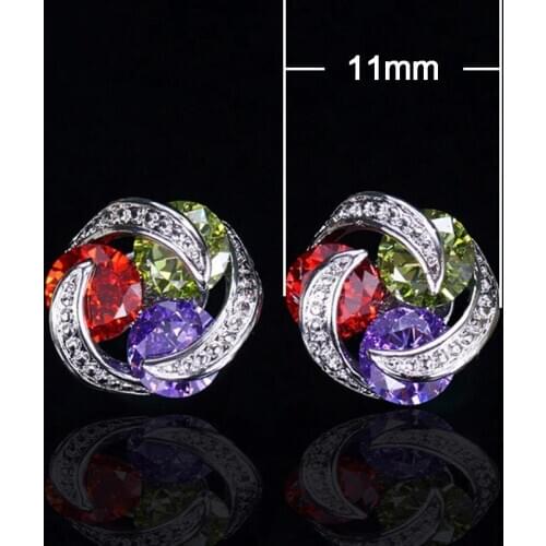 HUAMI Jewelry for Women Stud Earrings Colorful Zircon White Purple Color Bride Gift Joyeria Fina Para Mujer Wedding Earrings