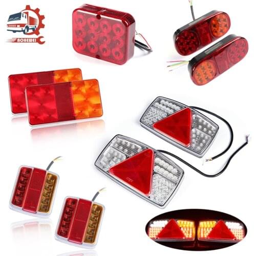 AOHEWEI 2x LED Trailer Tail Light Truck Fog Lights Stop Brake Rear Indicator License Plate Lamps Waterproof 12V for Boat Lorry