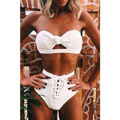Womens Special Design Bikini Suit White Summer Beach Holiday Fashion Casual Attractive Quality