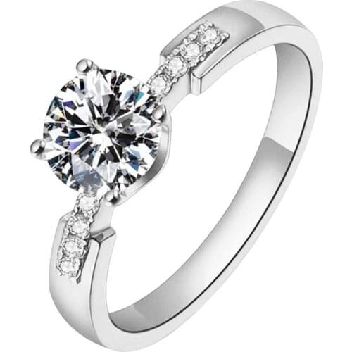 S925 Sterling Silver D Color Rings for Women Luxury Engagement Elegant Wedding Exquisite Diamond Jewelry Cute Romantic Crystal