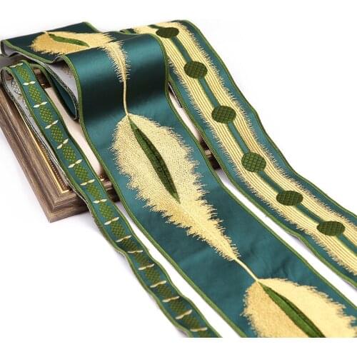 Golden High Quality Embroidery Fabic Lace Ribbon Trims Applique For fabric decoration Lace Fabric Sewing