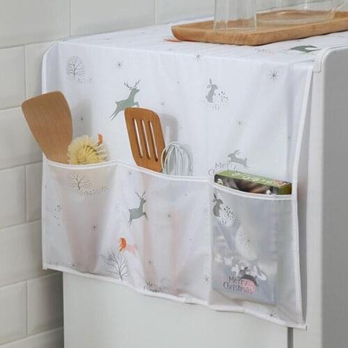 1PCS Household Refrigerator Fridge Dust Cover Towel With Pocket Storage Bags Washing Machine Waterproof Organizer Hanging Bags
