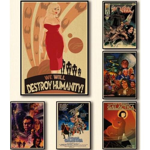 21 Designs Tv Show BATTLESTAR GALACTICA Kraftpaper Poster Artwork Homedecal Fancy Wall Sticker for Coffee House Bar