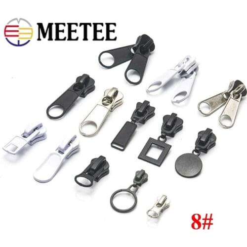 Meetee 5pc 8# Zipper Head Slider for Resin Zip Coat Backpack Tent DIY Puller Handmade Clothes Sewing Accessories AP602