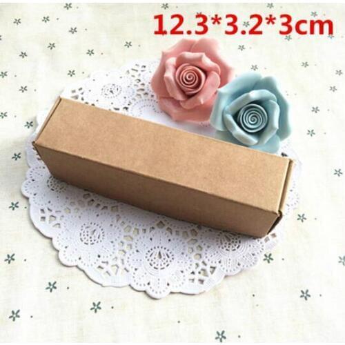 50pcs 12.3*3.2*3cm Brown Kraft Paper Box Natural Kraft Paper Gift Packaging Box Handmade Candy Paper Cardboard Box