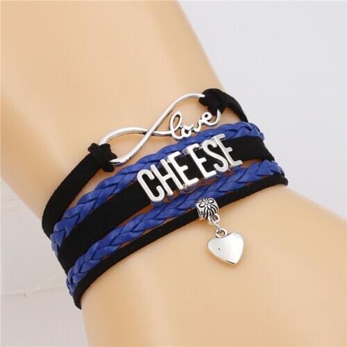 Infinity Love CHEESE Letter Blue Bracelet charm Multi-layer Bracelet Handmade Leather Bracelets trendy Jewelry for men&women
