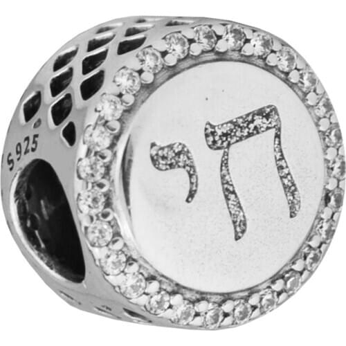 Authentic 925 Sterling Silver Chai Life Clear CZ Charm Beads Fit Original Bracelet DIY Jewelry Making Berloques