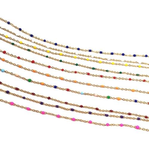 1 Meter Handmade Gold Wire Wrapped Rosary Chain stone Beads Chains for Necklaces Bracelets Anklet Making DIY Jewelry Findings