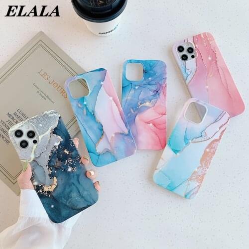 Cases for iPhone 12 11 Pro Max XR XS X 7 8 Plus SE 2020 Colorful Marble Phone Back Cover Ultra Thin Soft IMD Shockproof Coque